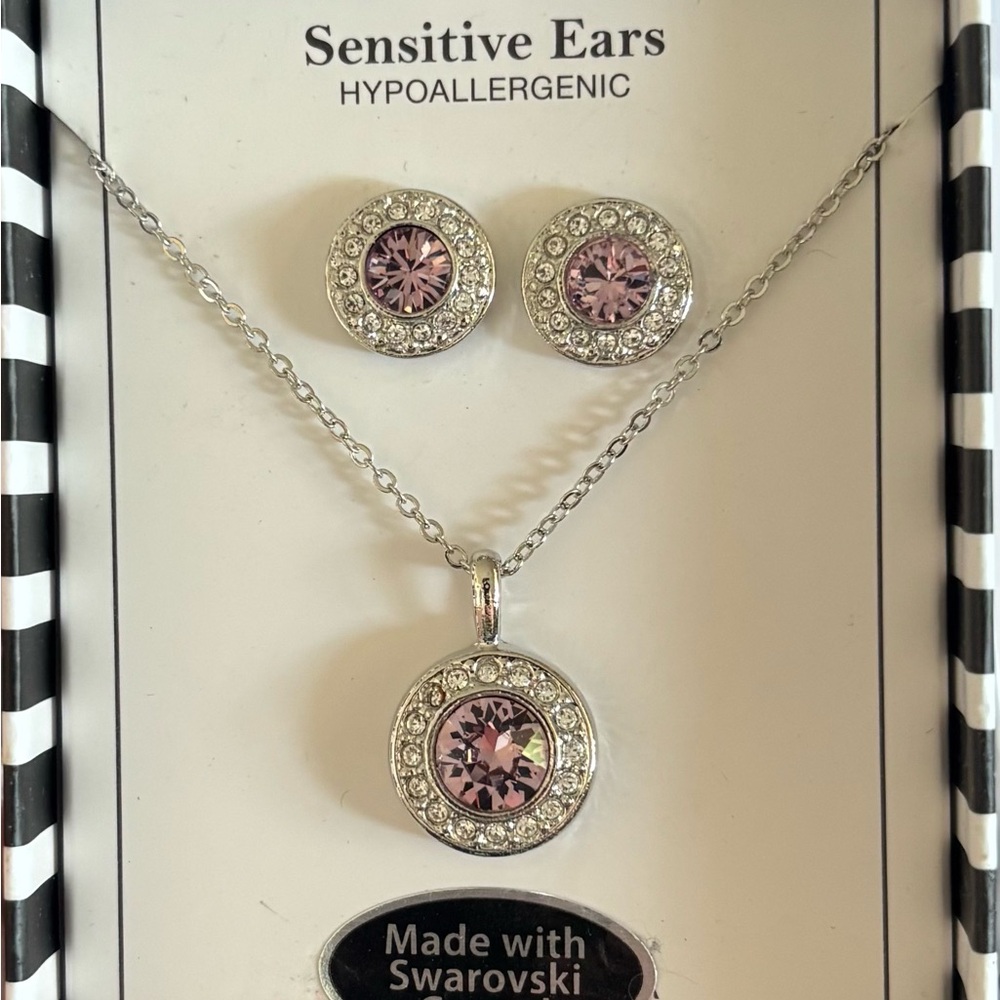 Swarovski Pink and Silver Crystal Earrings